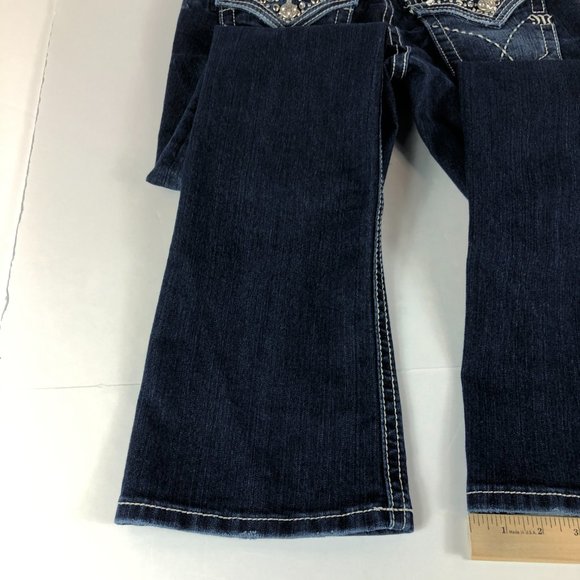 Miss Me Jeans Women's 27 Boot Cut Blue Stretch Denim Embellished Flap Pocket - Picture 13 of 16